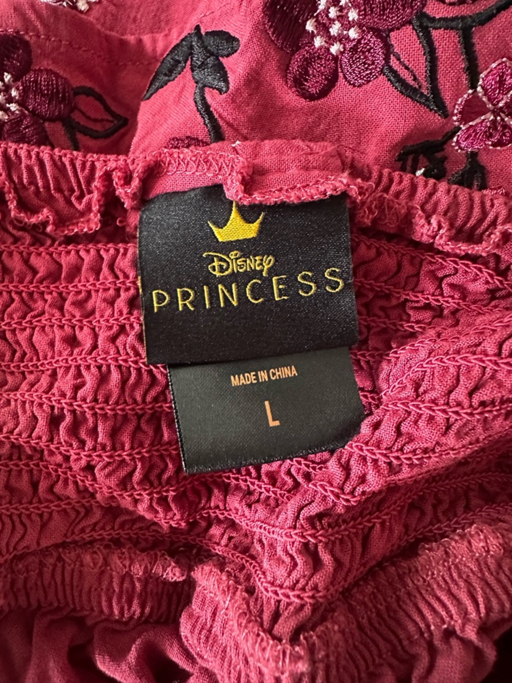 Disney MulanWomen's Pink Embroidered Puff-Sleeve Top - Picture 2 of 4